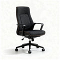 Ergonomic office chair with adjustable height and black fabric upholstery