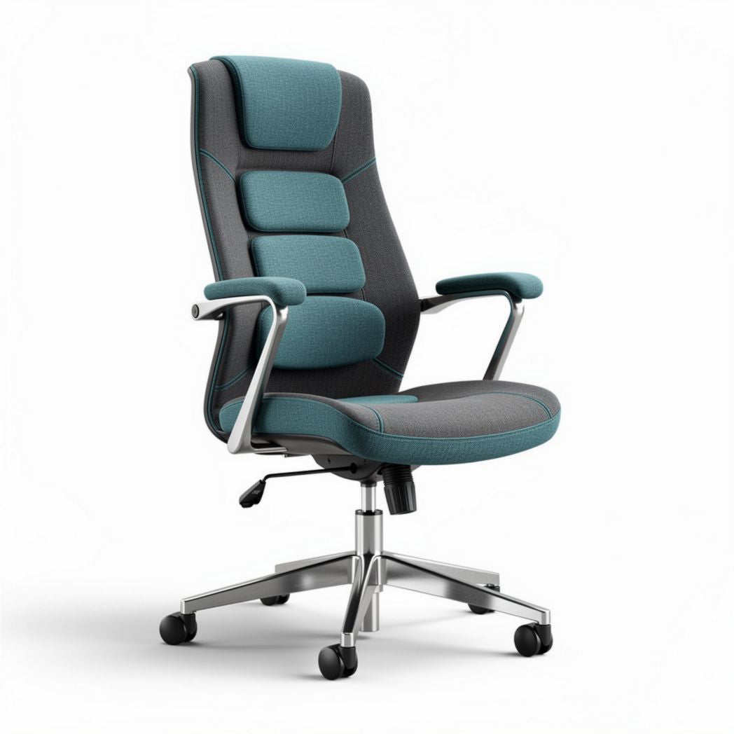 Ergonomic office chair with breathable fabric in gray and teal 55 x 60 x 120cm
