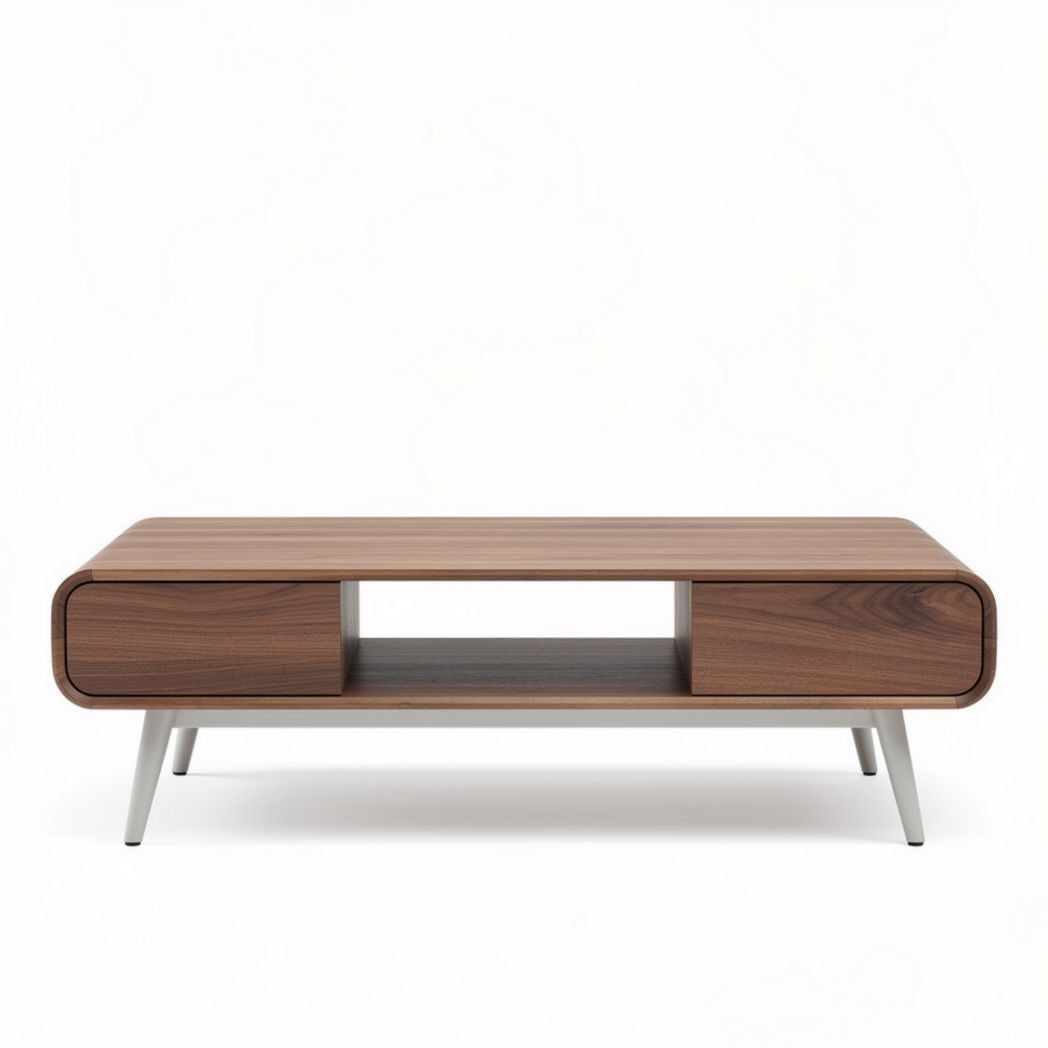 Wooden coffee table with modern design and open storage space 120 x 60 x 40cm