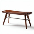 Wooden bench with curved seat and stainless steel support 90 x 35 x 40cm