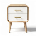 Modern nightstand with oak wood frame and white drawers dimensions 45 x 40 x 60cm