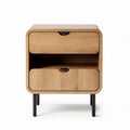 Wooden nightstand with two drawers and black metal legs 45 x 40 x 50cm