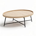 Oval wooden coffee table with metal legs 100 x 60 x 40cm natural finish