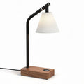 Wooden base table lamp with fabric cone shade and adjustable arm 25 x 15 x 45cm