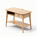 Wooden writing desk with drawer and open shelf in natural finish 95 x 50 x 75cm