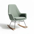 Rocking chair with upholstered seat in green fabric and wood base 70 x 65 x 100cm